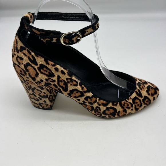 WHBM - Tan And Brown Calf Hair Ankle Adjustable Straps Block Heels Size 7.5 - Picture 5 of 13